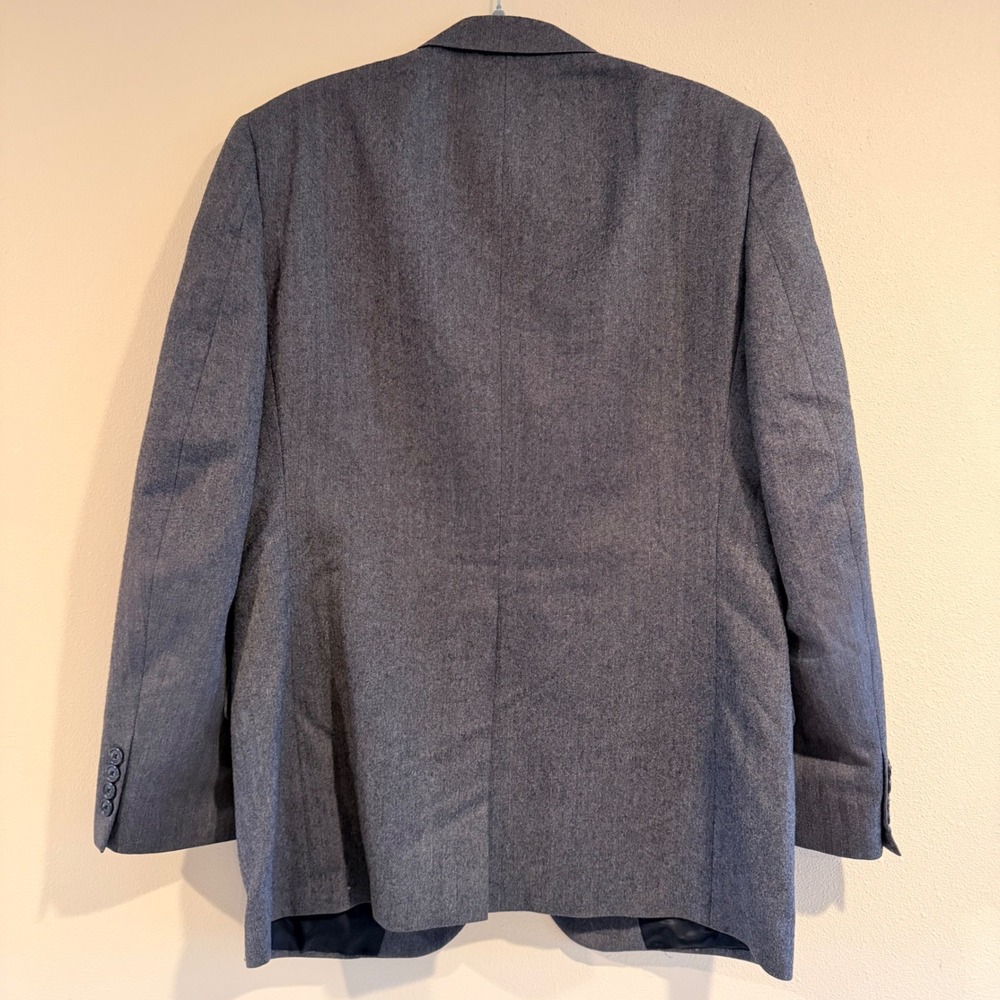Burberrys Vintage Herringbone Wool Blazer Sport Coat Gray Mens L Preppy - Picture 2 of 13